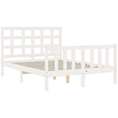 Sengeramme med sengegavl Small Double massivt træ hvid