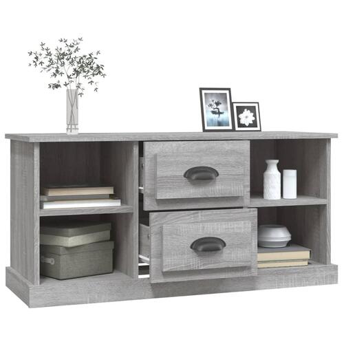 Tv-bord 99,5x35,5x48 cm konstrueret træ grå sonoma-eg