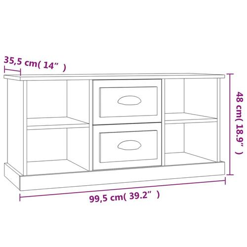 Tv-bord 99,5x35,5x48 cm konstrueret træ grå sonoma-eg