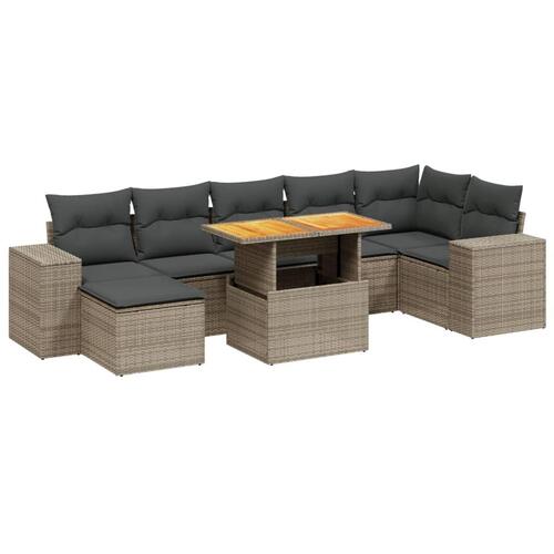 Sofasæt til haven 8 dele med hynder polyrattan grå