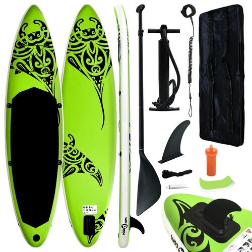 Oppusteligt paddleboardsæt 320x76x15 cm grøn