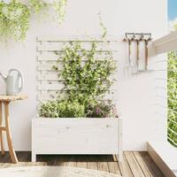 Plantekasse med stativ 79x39,5x114 cm massivt fyrretræ hvid
