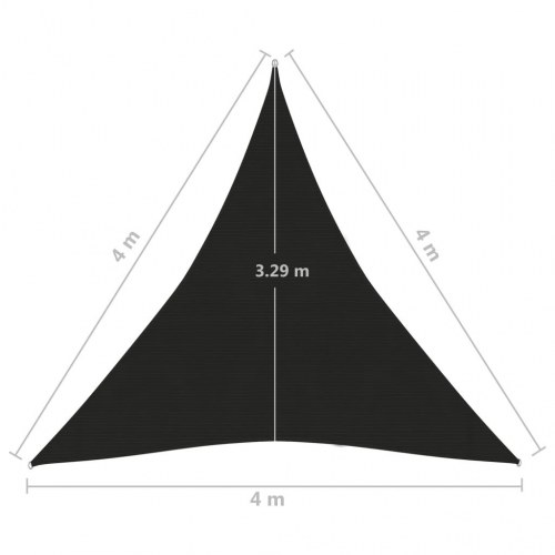 Solsejl 4×4×4 m - trekantet HDPE 160 g/m², sort