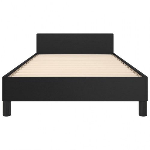 Sengeramme med sengegavl 90x200 cm - kunstlæder, sort