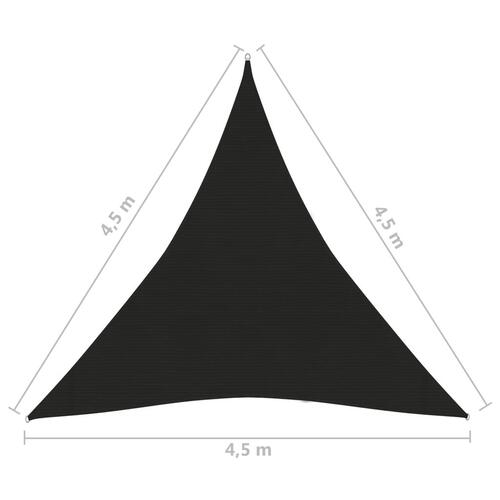 Solsejl 4,5x4,5x4,5 m 160 g/m² HDPE sort