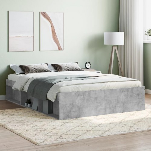 Sengeramme 135x190 cm - betongrå med opbevaring