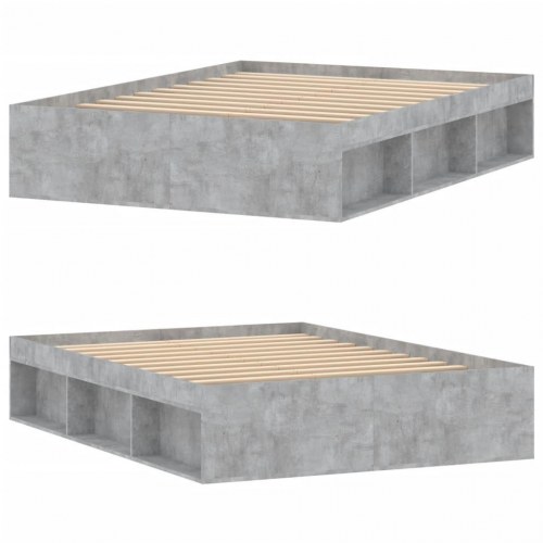 Sengeramme 135x190 cm - betongrå med opbevaring