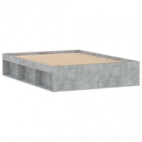Sengeramme 135x190 cm - betongrå med opbevaring