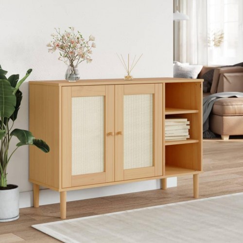 Skænk SENJA i rattan-look 112 x 40 x 80 cm - brun