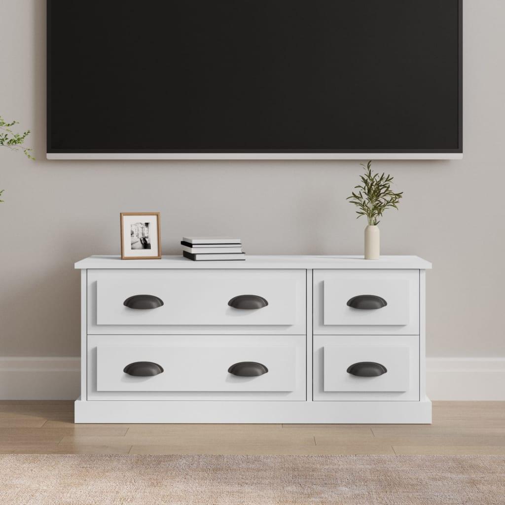 Tv-bord 100x35,5x45 cm konstrueret træ hvid
