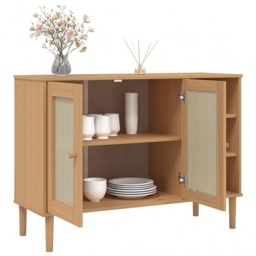 Skænk SENJA i rattan-look 112 x 40 x 80 cm - brun