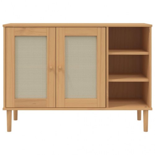 Skænk SENJA i rattan-look 112 x 40 x 80 cm - brun