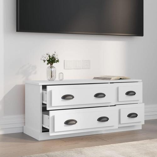 Tv-bord 100x35,5x45 cm konstrueret træ hvid