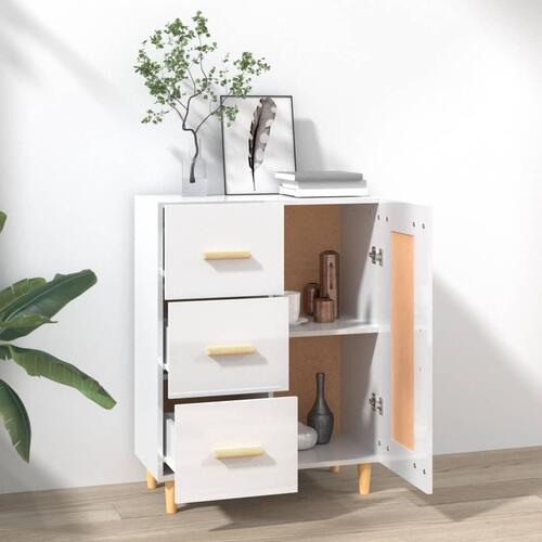 Skænk 69,5x34x90 cm konstrueret træ hvid højglans