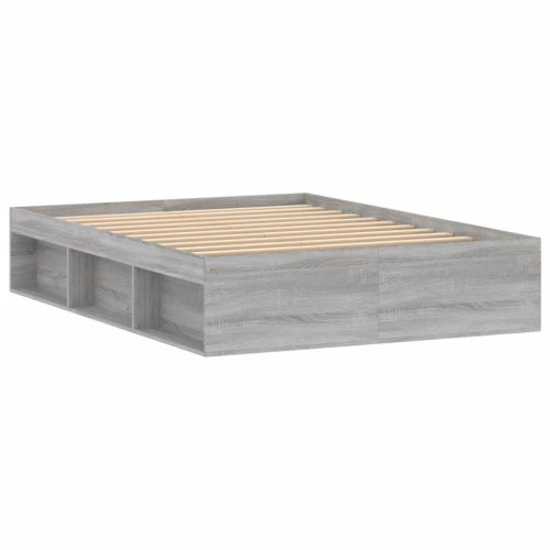 Sengeramme 135 x 190 cm - grå sonoma-eg med opbevaring