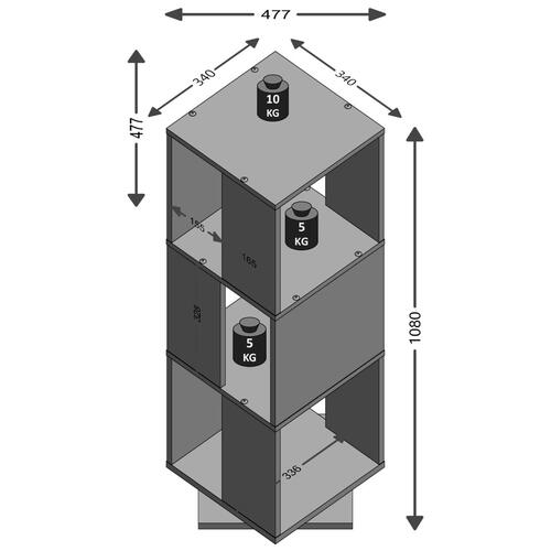 FMD roterende arkivskab åbent 34 x 34 x 108 cm egetræsfarve