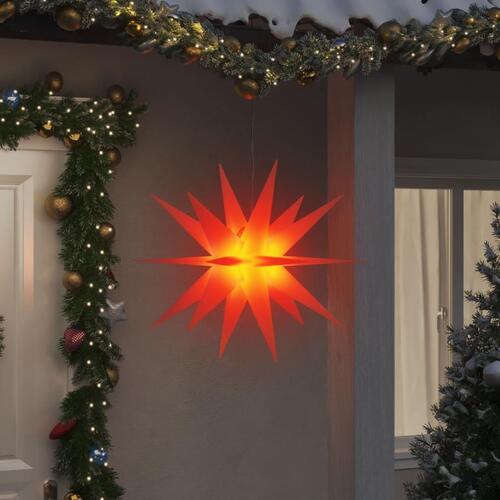 Juledekoration med LED-lys foldbar 100 cm rød