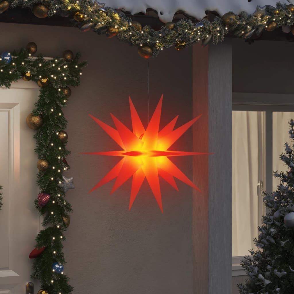 Juledekoration med LED-lys foldbar 100 cm rød