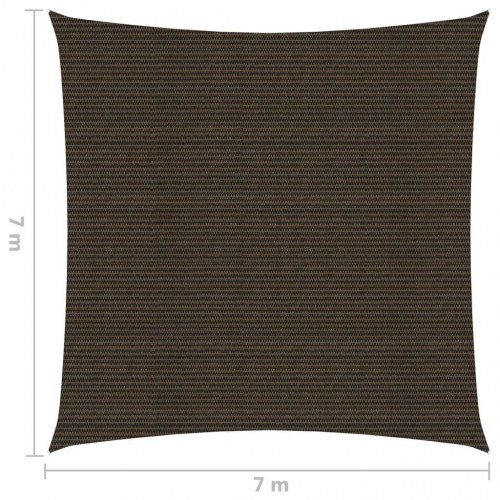 Solsejl 7×7 m - firkantet HDPE 160 g/m², brun