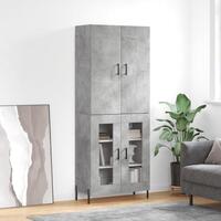 Højskab 69,5x34x180 cm konstrueret træ betongrå