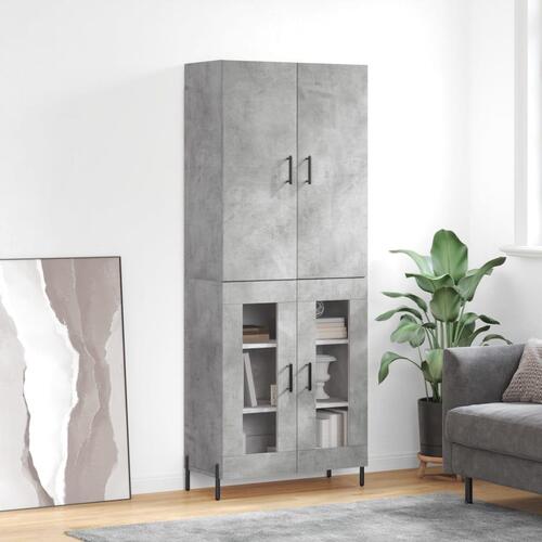 Højskab 69,5x34x180 cm konstrueret træ betongrå