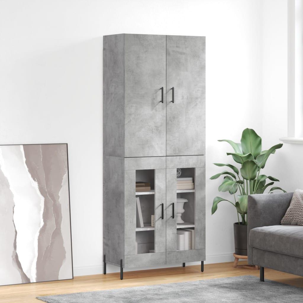 Højskab 69,5x34x180 cm konstrueret træ betongrå