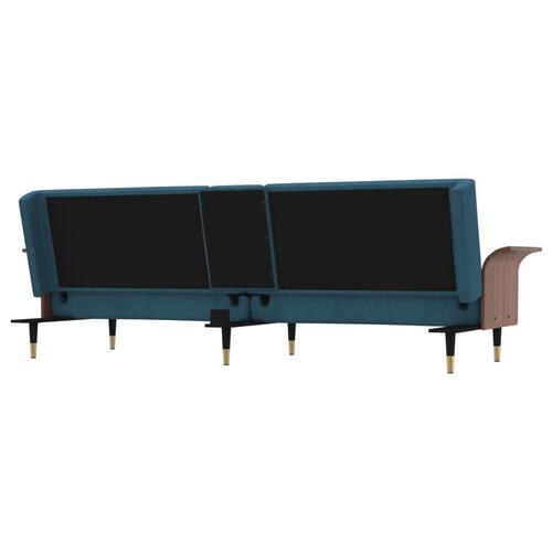 Sovesofa med kopholdere velour blå