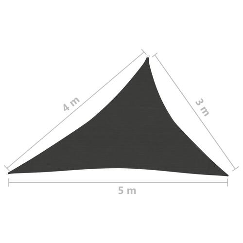Solsejl 3x4x5 m 160 g/m² HDPE sort