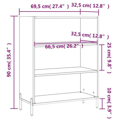 Skab 69,5x32,5x90 cm konstrueret træ sonoma-eg