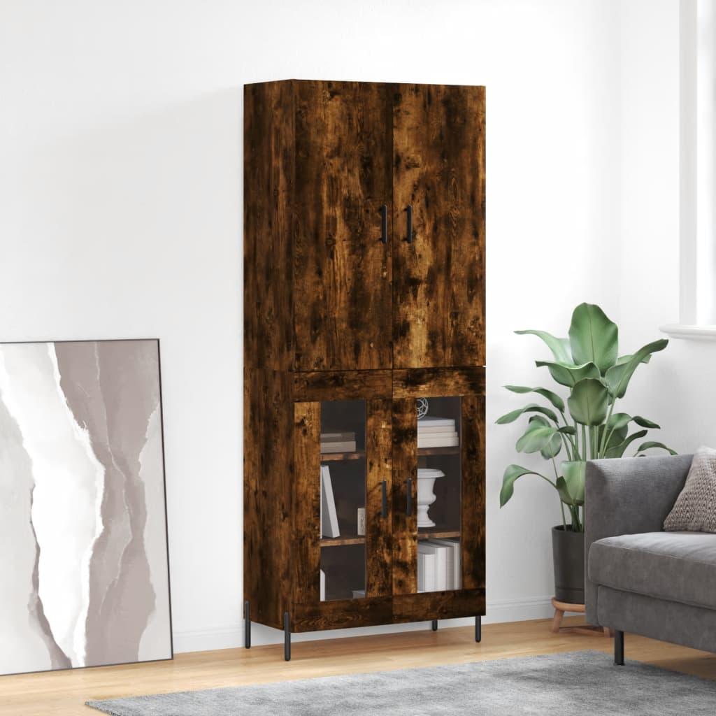 Højskab 69,5x34x180 cm konstrueret træ røget egetræsfarve