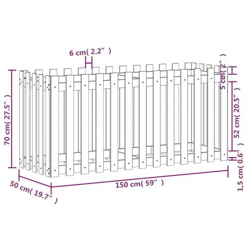 Højbed med stakitdesign 150x50x70 cm imprægneret fyrretræ