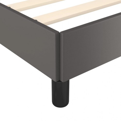 Sengeramme med sengegavl 90x200 cm i gråt kunstlæder