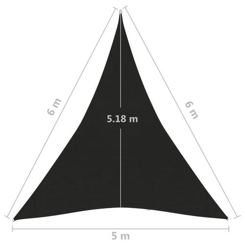 Solsejl 5x6x6 cm HDPE 160 g/m² sort
