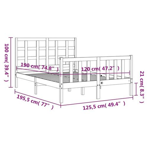 Sengeramme med sengegavl Small Double massivt træ