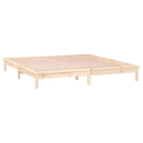 Sengeramme med LED-lys 200x200 cm massivt træ