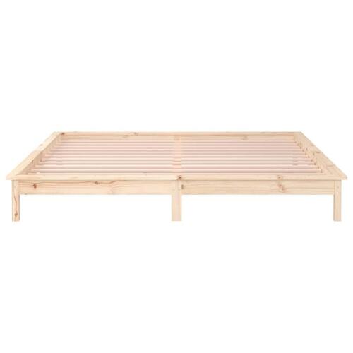 Sengeramme med LED-lys 200x200 cm massivt træ