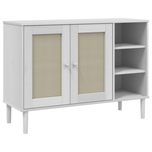 Skænk SENJA 112x40x80 cm rattan-look massivt fyrretræ hvid
