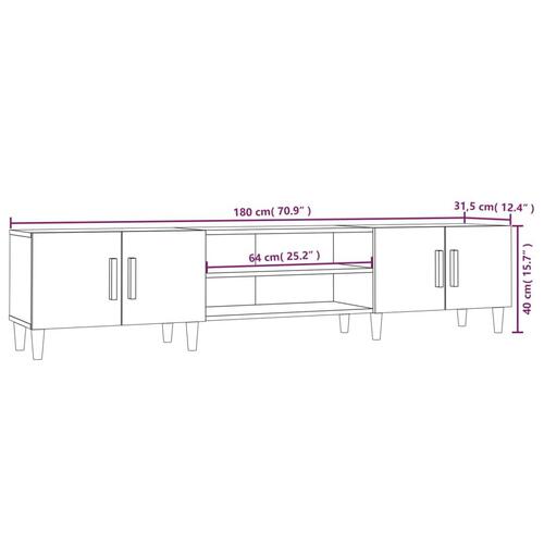 Tv-bord 180x31,5x40 cm konstrueret træ sonoma-eg