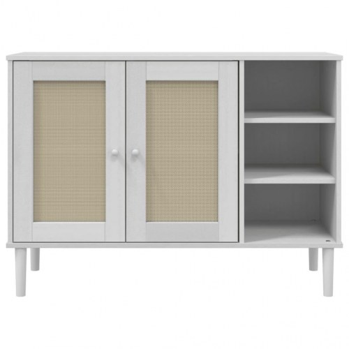 Skænk SENJA 112x40x80 cm rattan-look massivt fyrretræ hvid