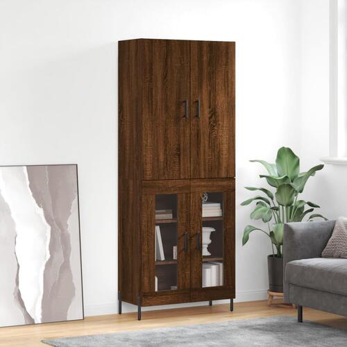 Højskab 69,5x34x180 cm konstrueret træ brun egetræsfarve