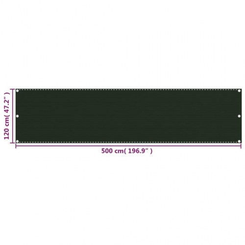 Altanafskærmning 120 × 500 cm i HDPE - mørkegrøn