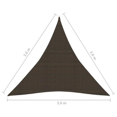 Solsejl 160 g/m² 3,6x3,6x3,6 m HDPE brun