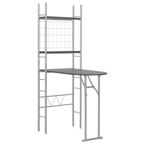 Foldbart spisebordssæt med hylde 3 dele MDF og stål sort