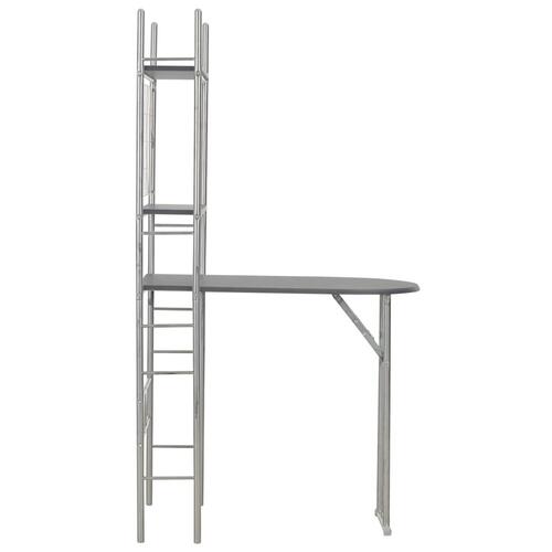 Foldbart spisebordssæt med hylde 3 dele MDF og stål sort