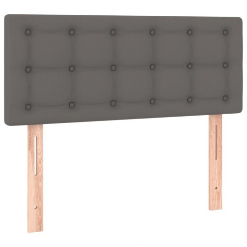 Kontinentalseng med madras 100×200 cm - kunstlæder, grå