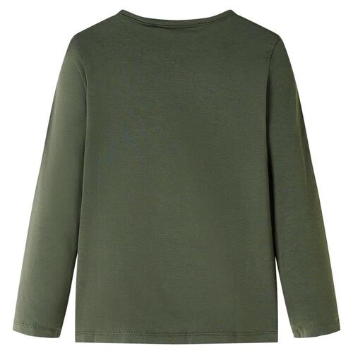 Langærmet T-shirt til børn str. 128 kakifarvet