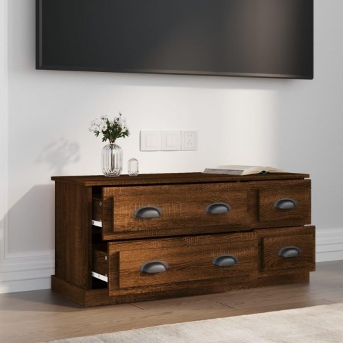 Tv-bord 100x35,5x45 cm konstrueret træ brun egetræsfarve