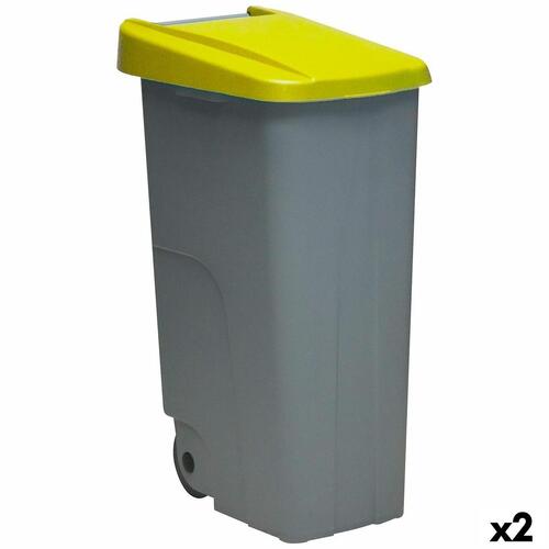 Skraldespand med hjul Denox 110 L Gul 58 x 41 x 89 cm