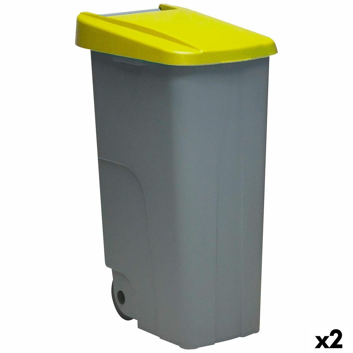 Skraldespand med hjul Denox 110 L Gul 58 x 41 x 89 cm