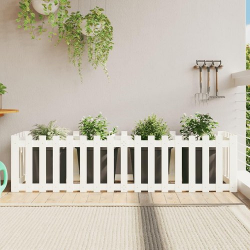 Højbed med stakitdesign 200×50×50 cm - massivt fyrretræ, hvid